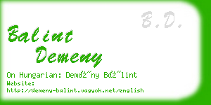 balint demeny business card